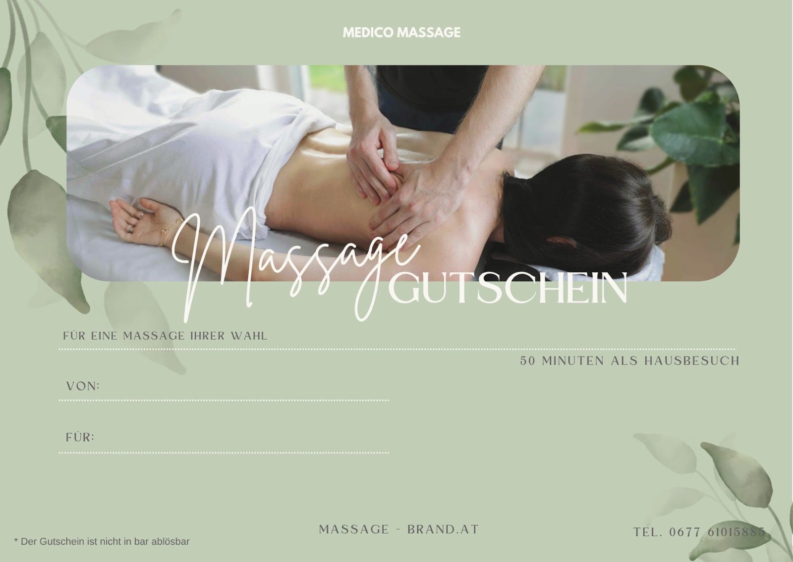 Gutschein für eine mobile Massage